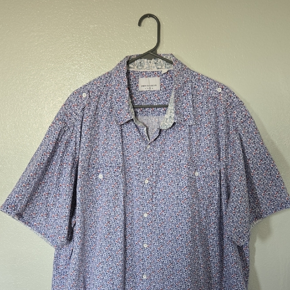 Paper Denim & Cloth | Blue & Red Floral Print Button Up Shirt Size 3X